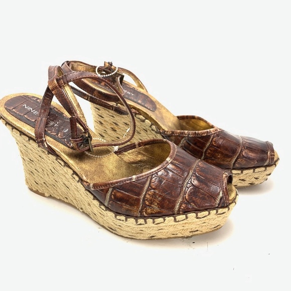 Chaussures à Talons Compensés Nine West Marron Taille 8M - Occasion Bon état